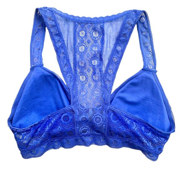 Aerie Bralette Women’s Medium Periwinkle Blue Lace Racerback Padded Bra Top - Picture 4 of 9